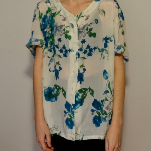 Vintage Floral Short Sleeved Blouse M - Picture 5 of 5